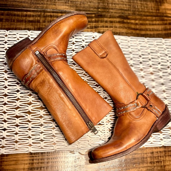 Bed Stu Women’s Harness Moto Cobbler Series Tan Brown Leather Boots - Picture 6 of 9